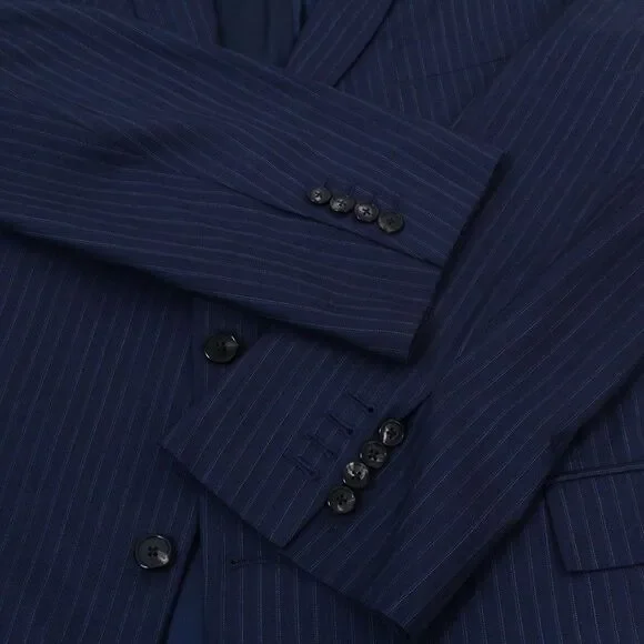 Brooks Brothers Golden Fleece Suit Italy Saxxon Navy Wool Stripe Madison 50R/42W